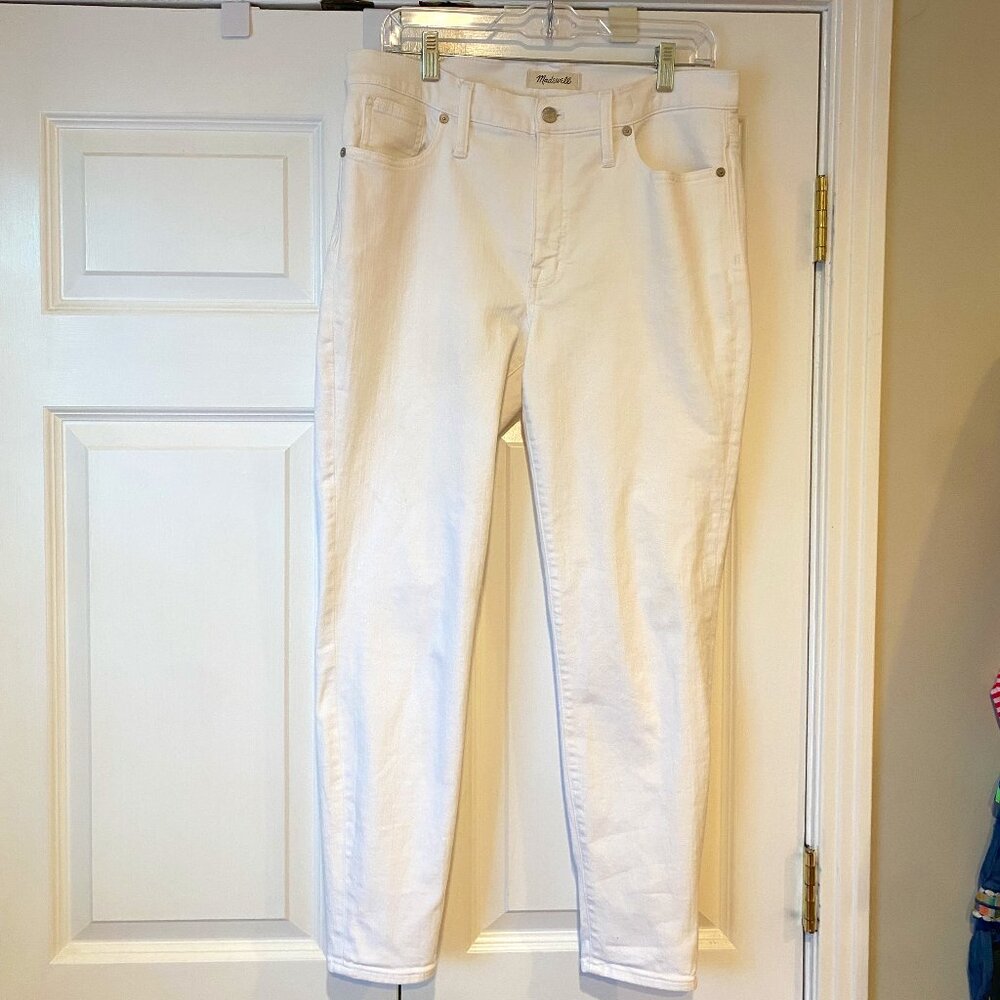 Madewell white denim 9" high rise skinny jeans